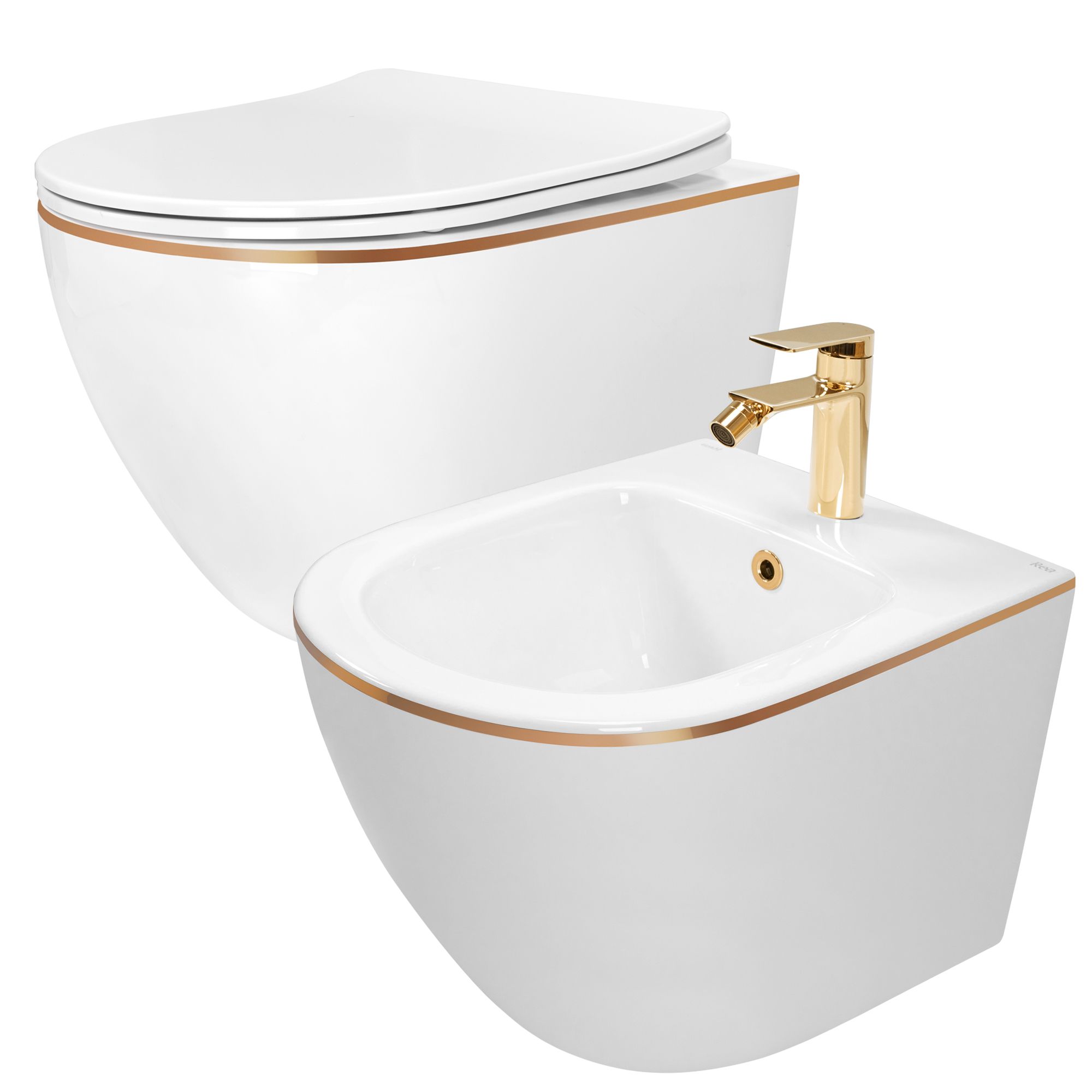 SET WC ŠKOLJA CARLO Mini Flat + BIDE CARLO Mini White Gold Edge