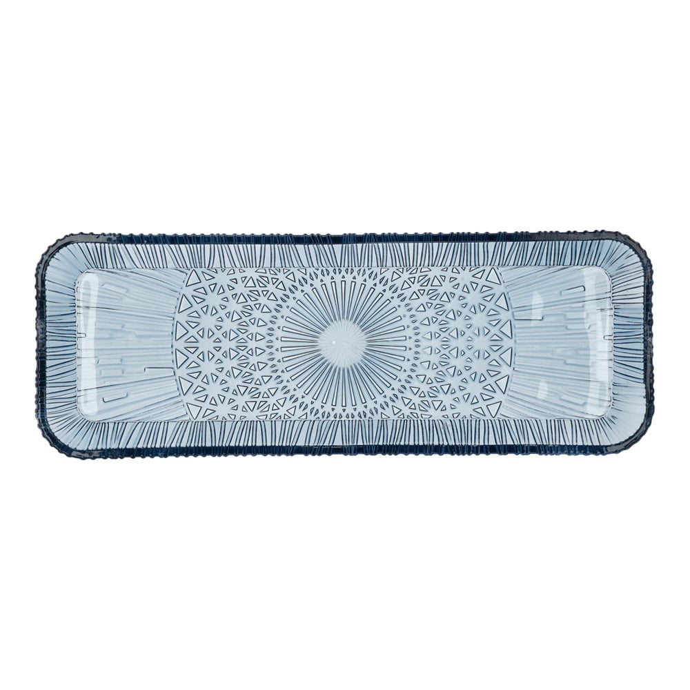 Plavi stakleni tanjur za posluživanje 14x38 cm Kusintha – Bitz