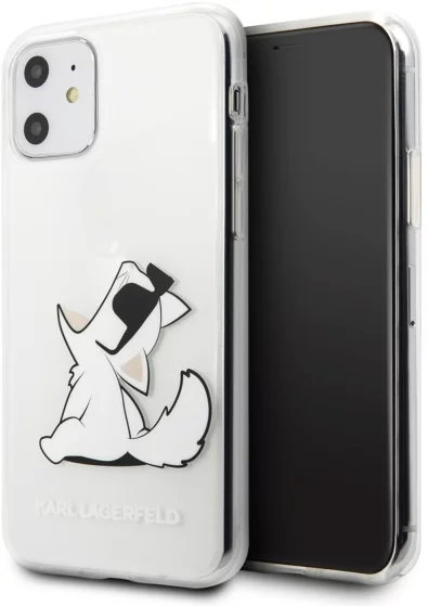Maska Karl Lagerfeld iPhone 11 hardcase transparent Choupette Fun (KLHCN61CFNRC)