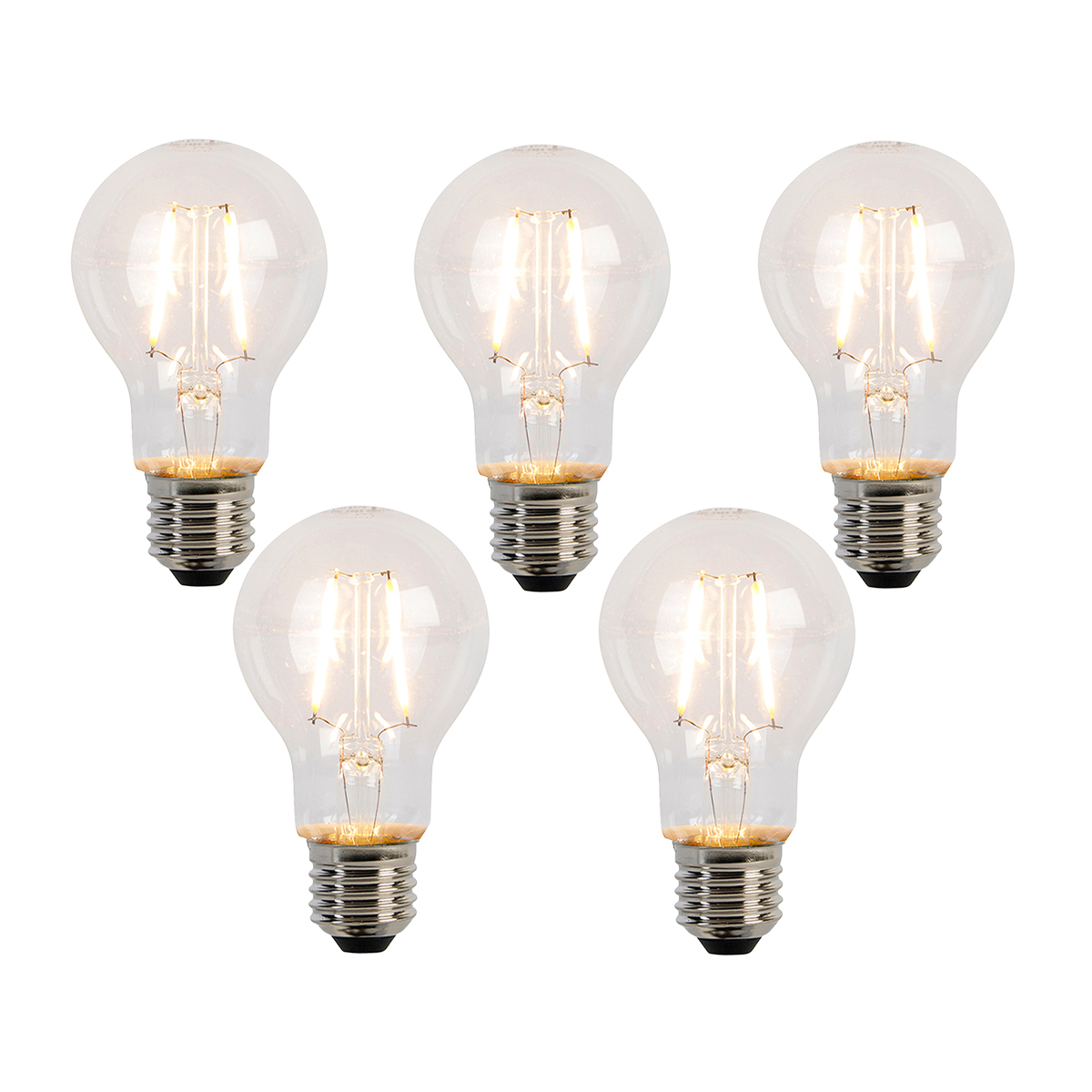 Set od 5 LED žarulja s filamentom E27 A60 2W 210lm 2200K