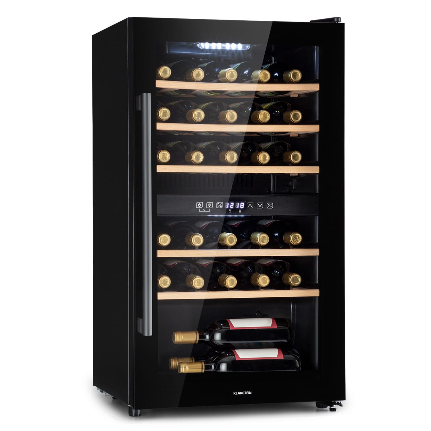 Klarstein Barossa 29 Duo, vinska vitrina, 29 boca, 80 litara, 2 zone, upravljanje tipkama