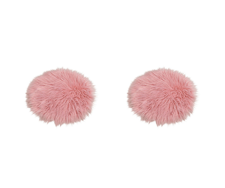 Par jastuka za stolice od umjetne ovčje vune Ø34cm  roza
