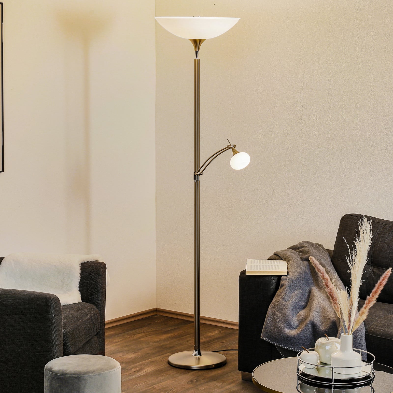 BANKAMP Opera podna lampa za čitanje poluga za prigušivanje nikal