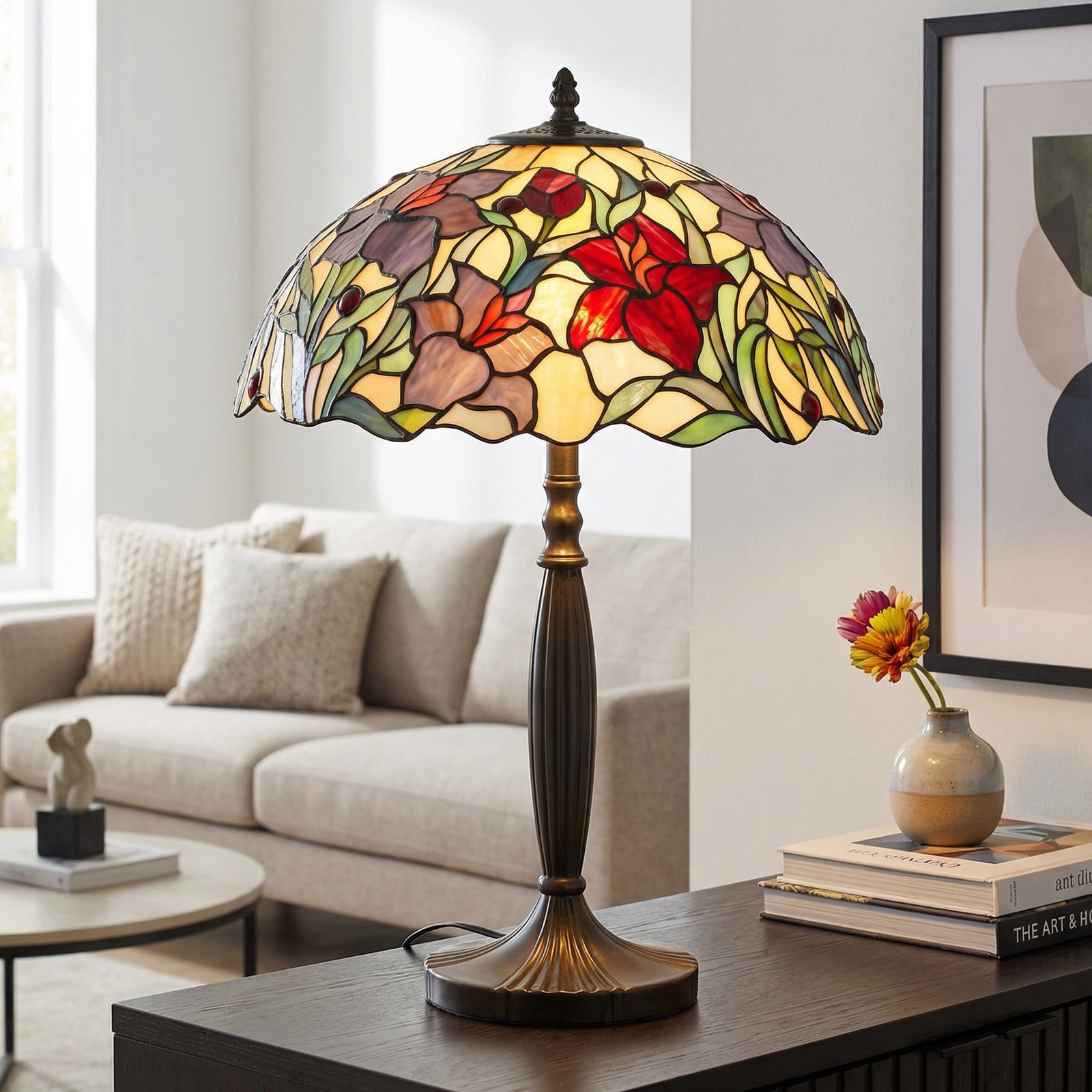 Cvjetna stolna lampa ATHINA, ručni rad 62 cm