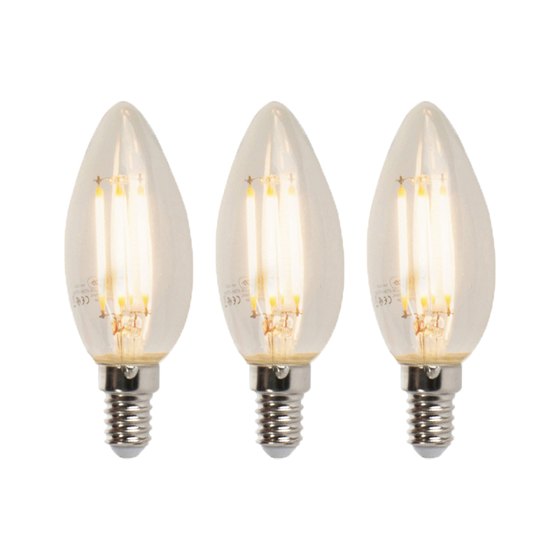 Set od 3 LED E14 prigušive žarulje svijeće B35 5W 380lm 2700K