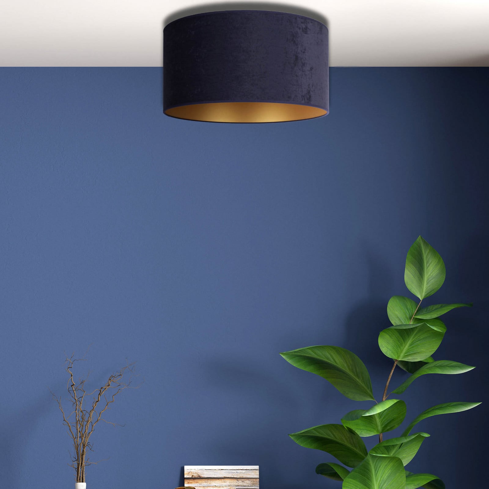 Stropna lampa Golden Roller Ø 40cm tamnoplava/zlatna