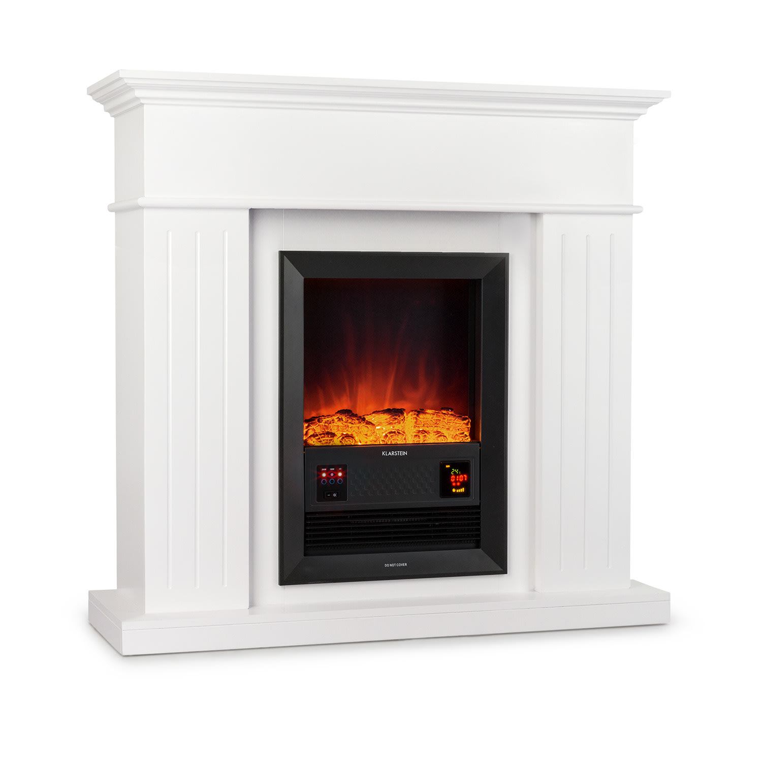 Klarstein Chamonix, električni kamin, ventilator, 2000 W, tjedni timer, daljinski upravljač, bijeli