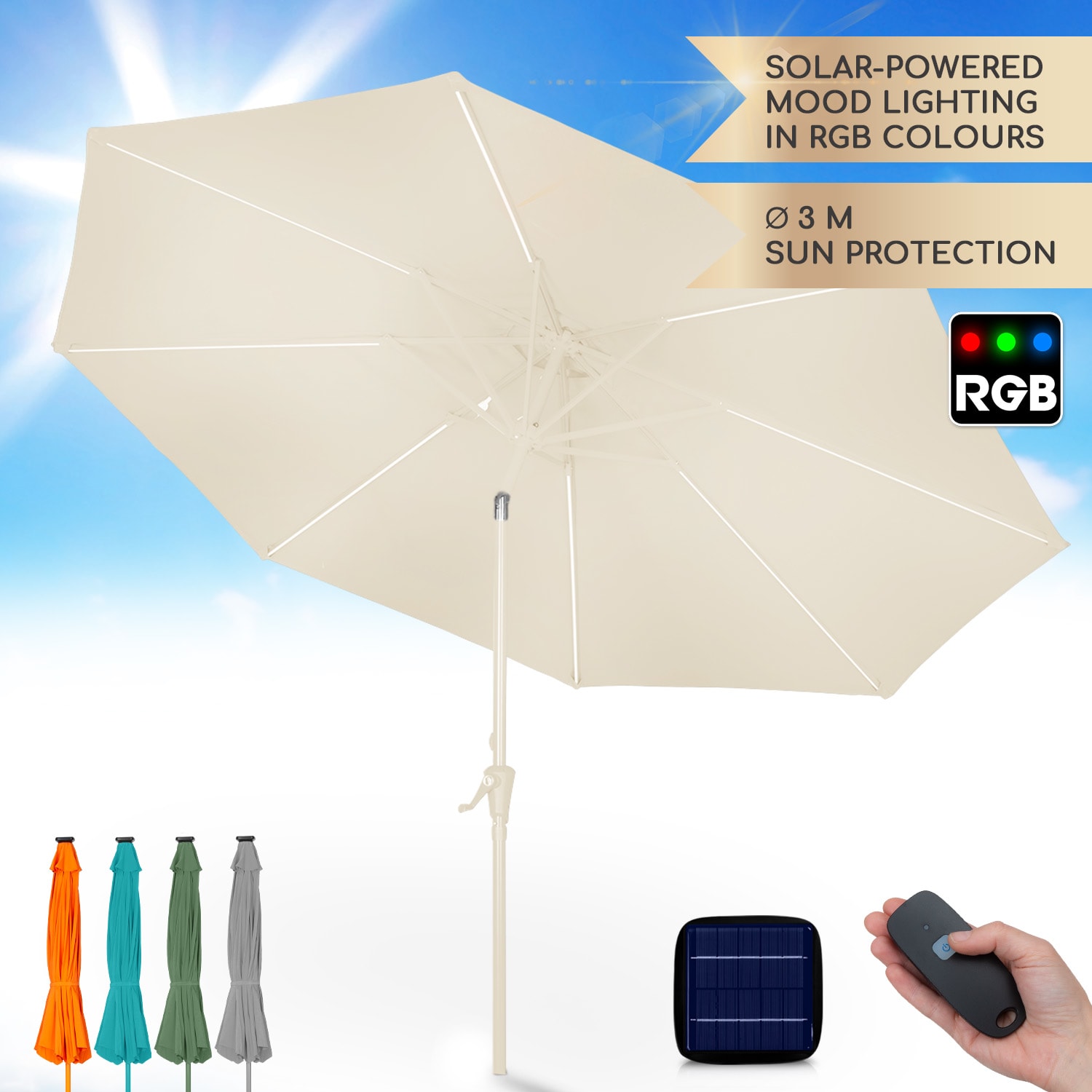 Blumfeldt Calais, suncobran, LED, aluminijski okvir, navlaka od poliestera, UV zaštita 50