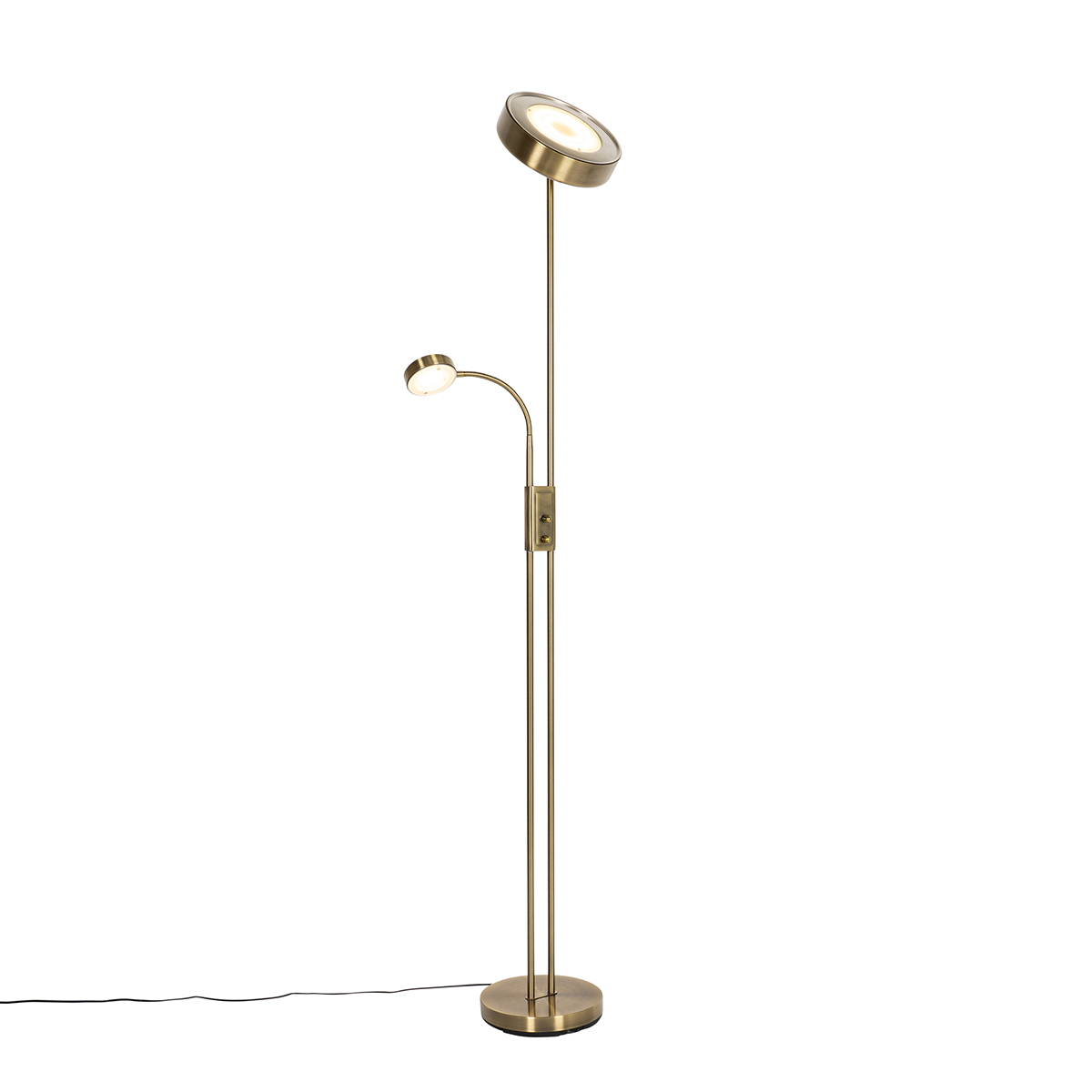 Podna lampa brončana uključujući LED i prigušivač s lampom za čitanje - Kelso