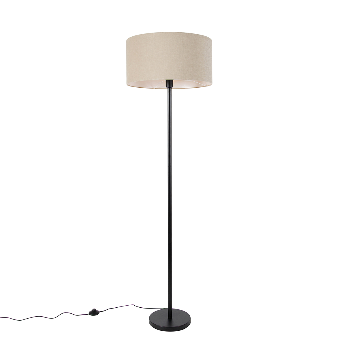Podna lampa crna s sjenilom svijetlosmeđe boje 50 cm - Simplo