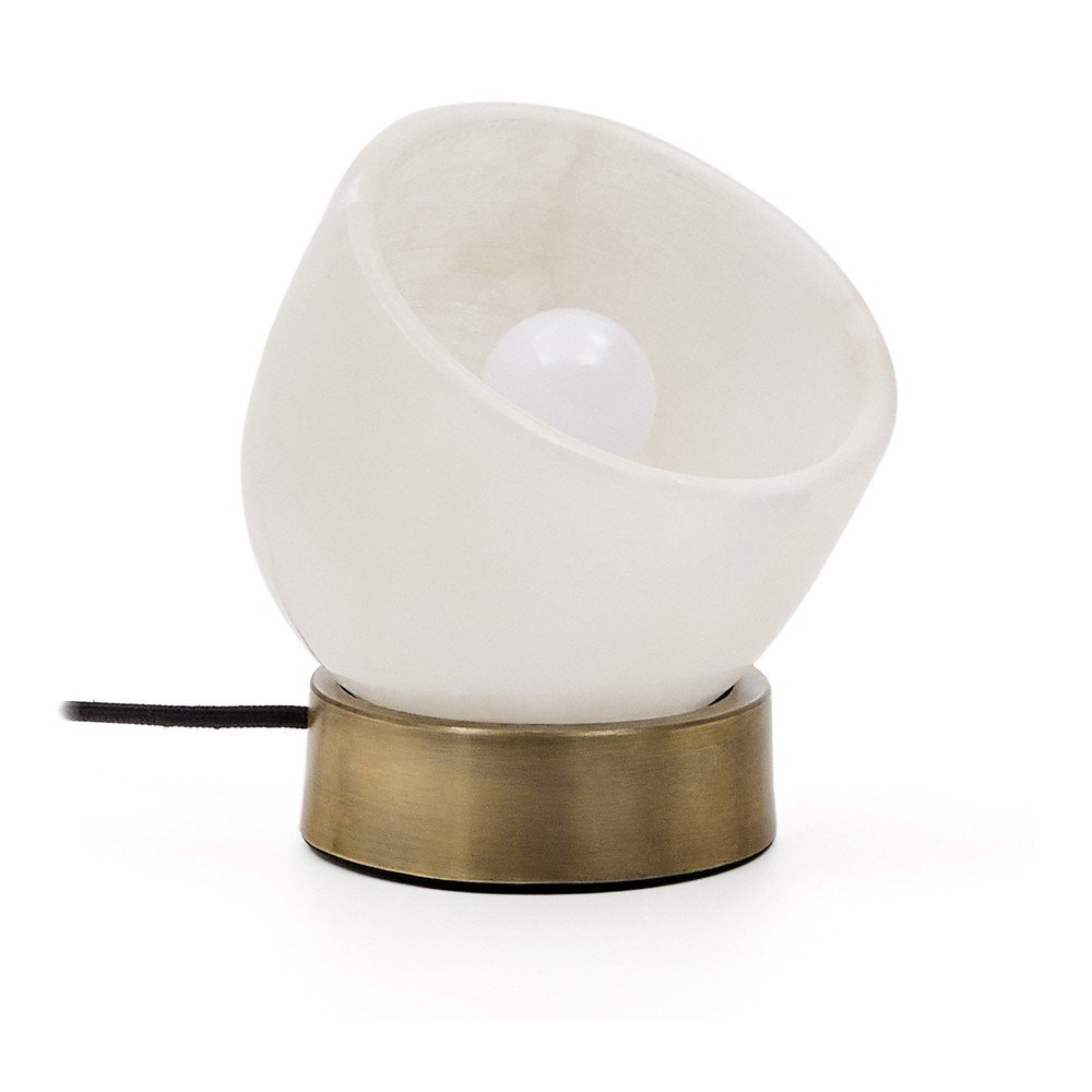 Krem/mjedena stolna lampa (visina 17 cm) Shenli – Kave Home