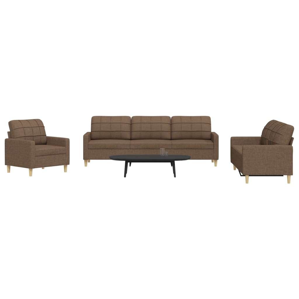 3-dijelni set sofa smeđi od tkanine