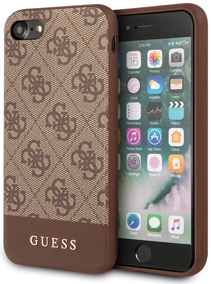 Maska Guess iPhone 7/8/SE 2020 Brown Hard Case 4G Stripe Collection (GUHCI8G4GLBR)