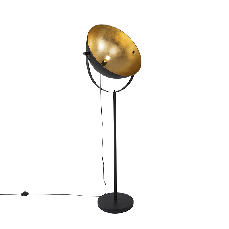 Industrijska podna lampa crna 50 cm sa zlatnom podesivom - Magnax