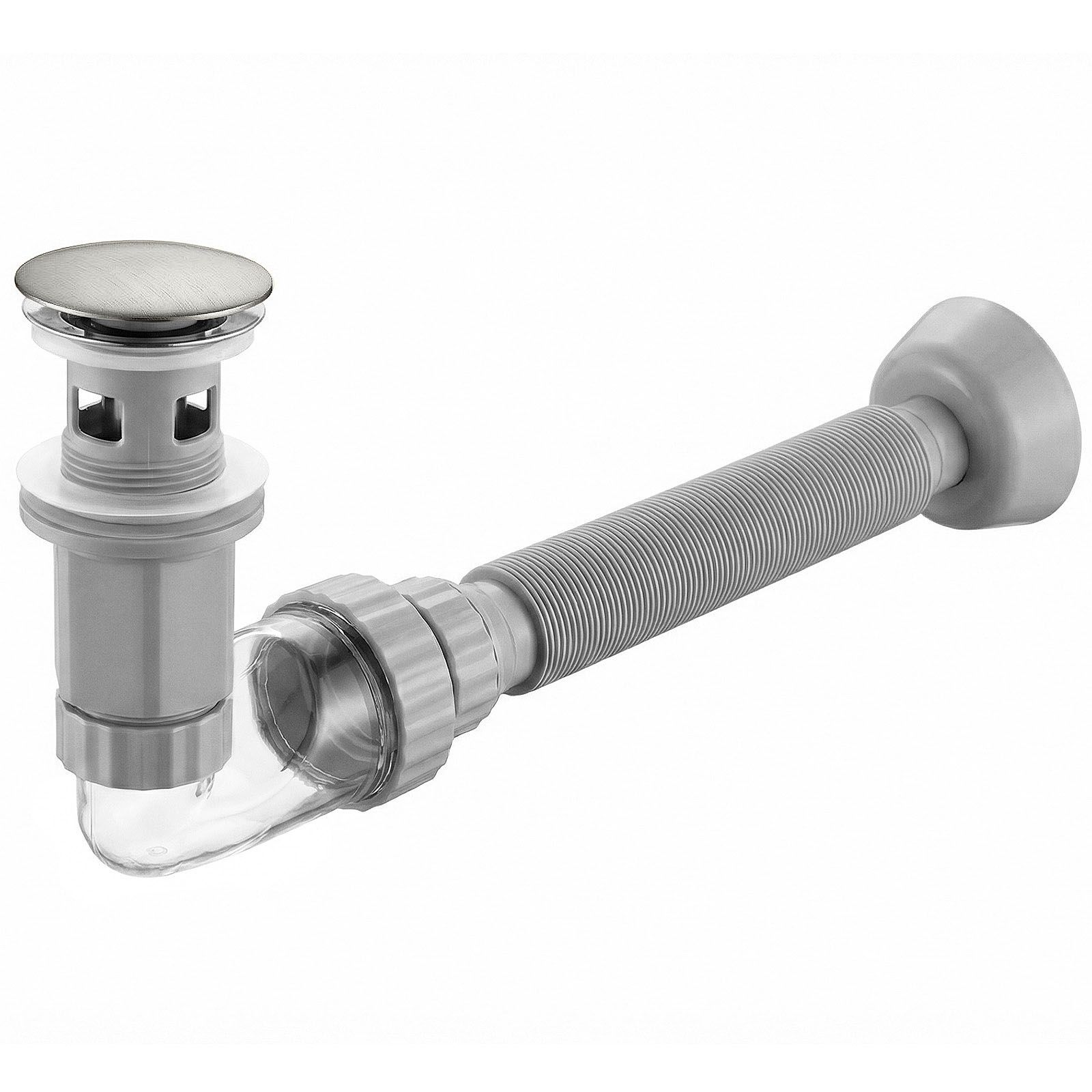 Sifon za umivaonik s click-clack ventilom REA Flow Brush Nickel