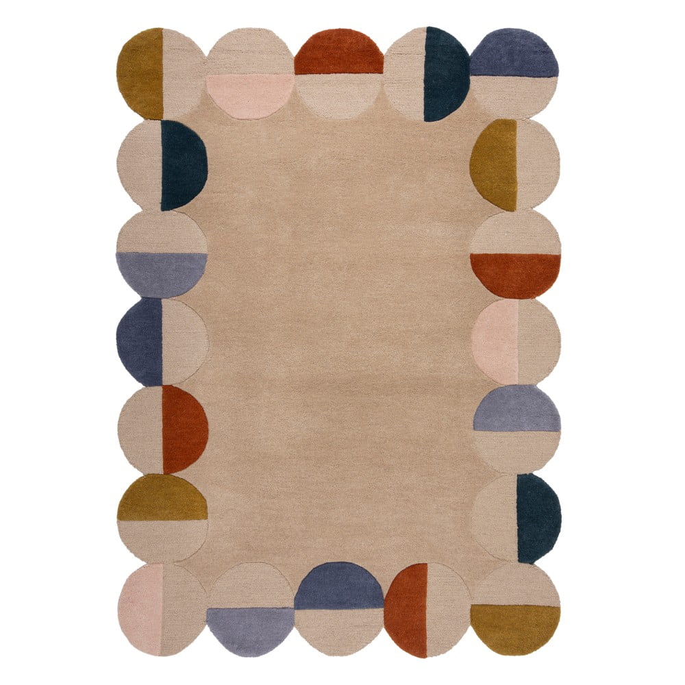 Bež ručno rađen vunen tepih 160x230 cm Mia Scallop Frame – Flair Rugs