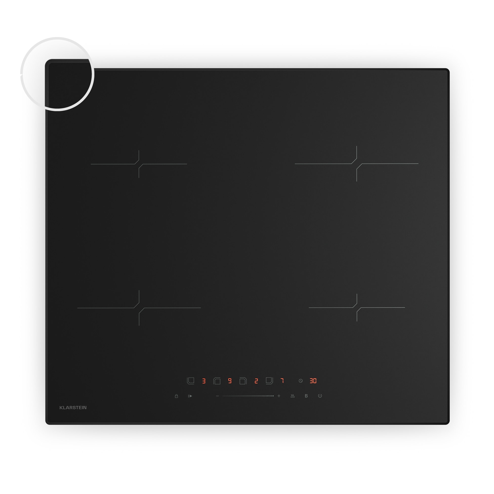 Klarstein Velaire indukcijska ploča za kuhanje, elegantna, minimalistička, snažna, 4 zone za kuhanje, 7000 W, 60 cm