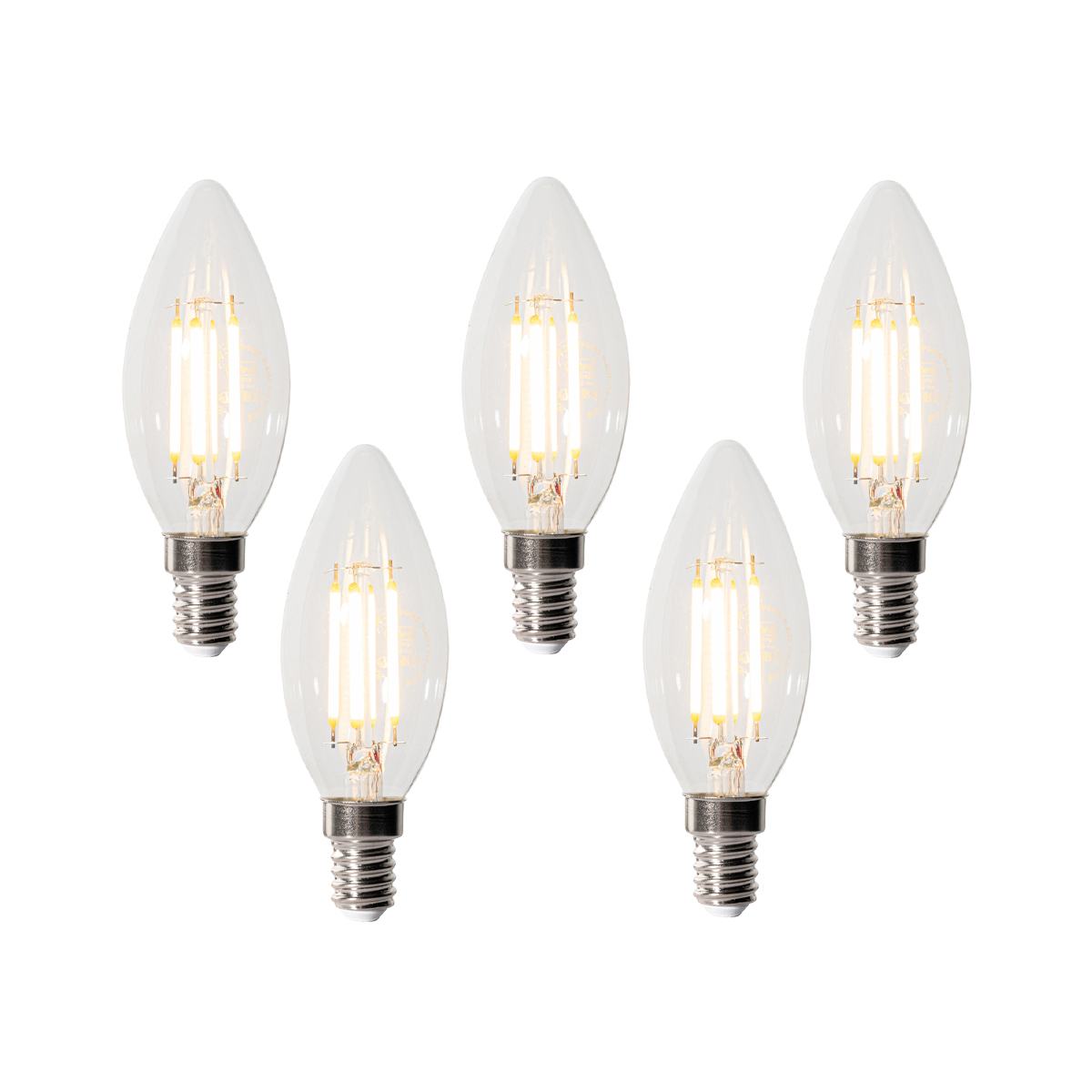Set od 5 E14 LED žarulja s mogućnošću prigušivanja u 3 koraka B35 prozirne 4W 450 lm 2700K