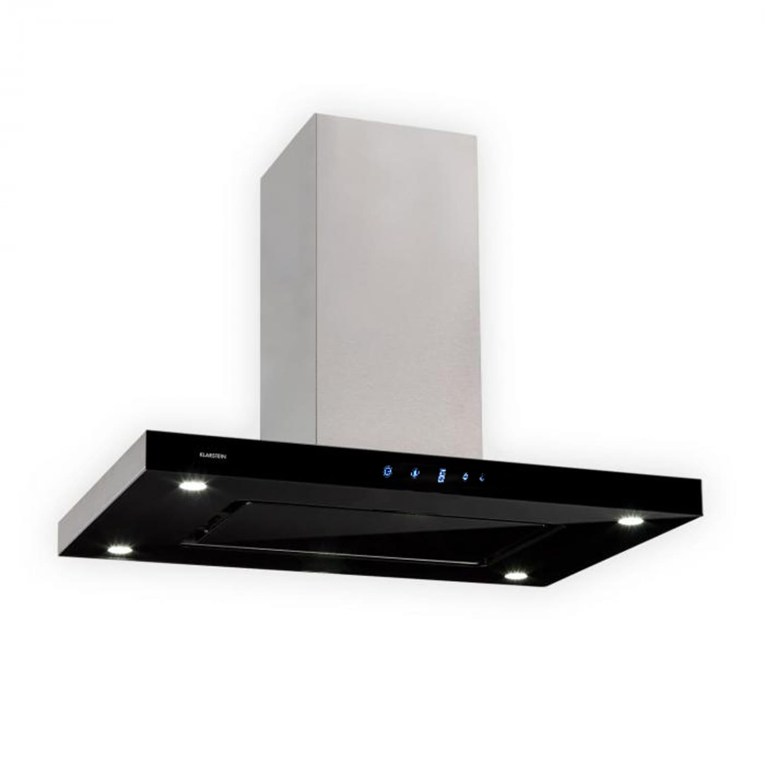 Klarstein Valeria, otočna kuhinjska napa, 90 cm, usisna snaga 650 m³/h, touchscreen, LED, staklo, nehrđajući čelik