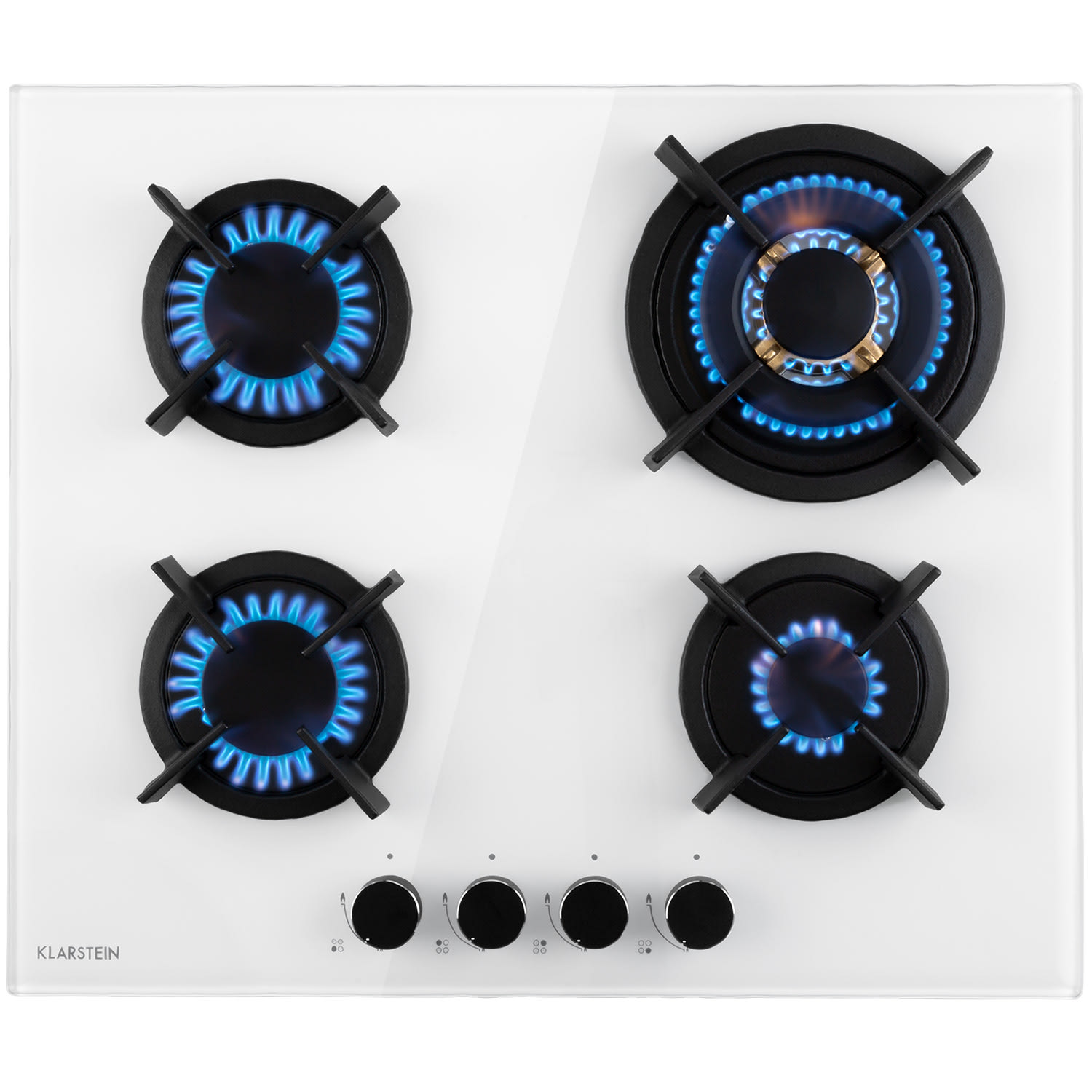 Klarstein Goldflame 4, plinska ploča za kuhanje, 4 mjedena plamenika, staklokeramička