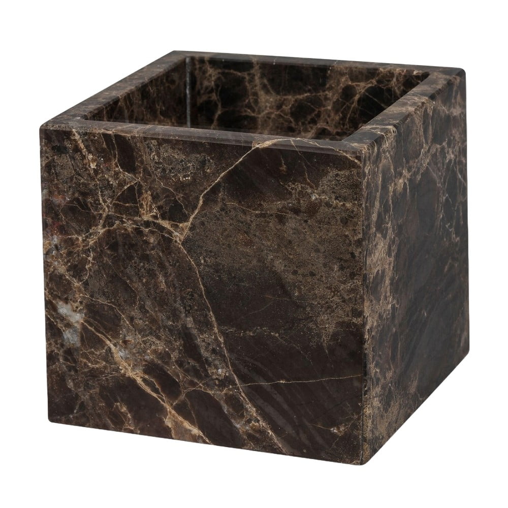 Tamno smeđi mramoran kupaonski organizator za pamučne vatice Marble – Mette Ditmer Denmark