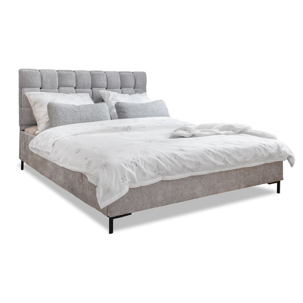 Svijetlo sivi tapecirani bračni krevet s podnicom 180x200 cm Eve – Miuform