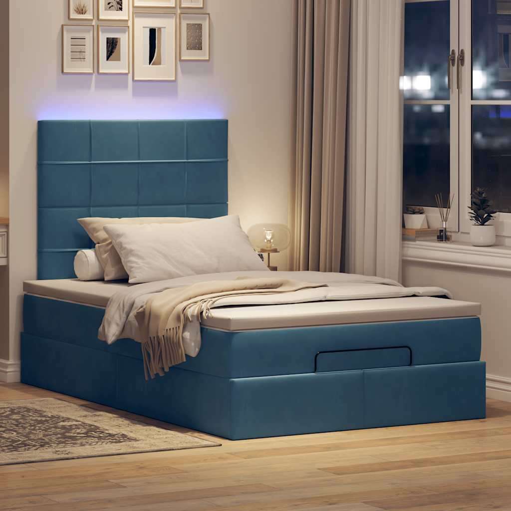 Okvir za krevet s madracima tamnoplavi 120x190 cm baršunasti