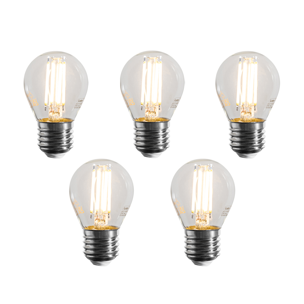 Set od 5 E27 prigušivih LED žarulja s filamentom G45 prozirne 4W 470 lm 2700K