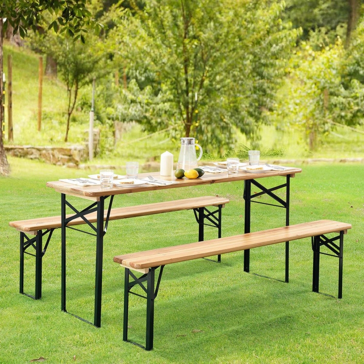 Sklopivi pivski set namještaja 176 cm - stol + 2 klupe