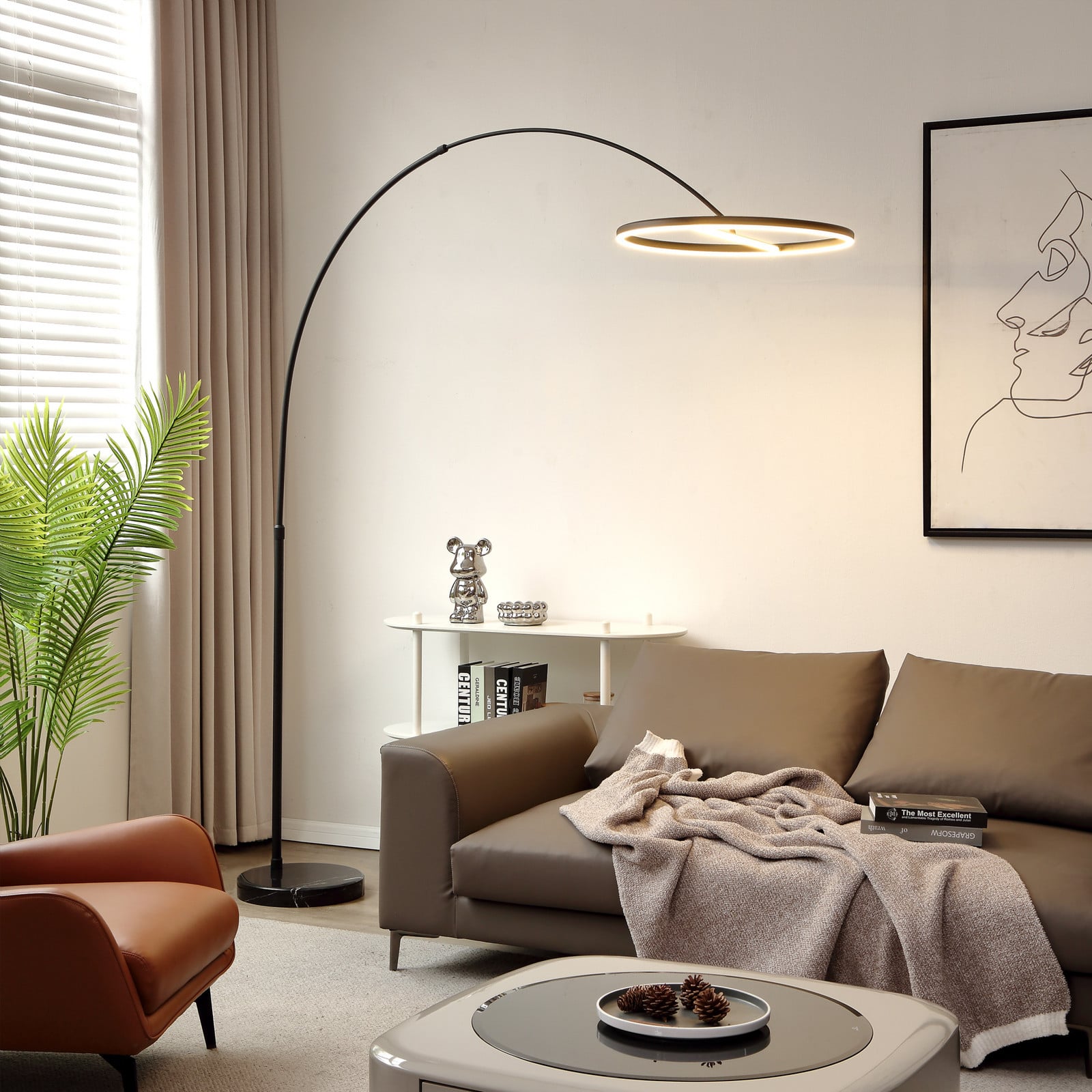 Lucande Virvera LED lučna podna svjetiljka, okrugla, crna