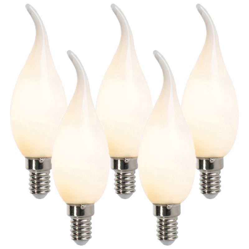 Set od 5 E14 prigušivih LED žarulja s niti u obliku svijeće F35 mat 3W