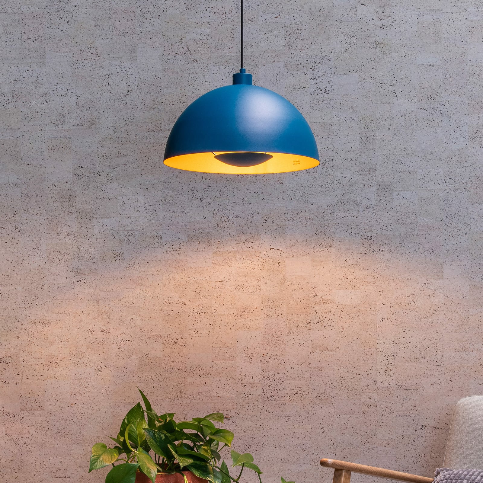 Viseća svjetiljka Siemon od čelika, Ø 40 cm, plava