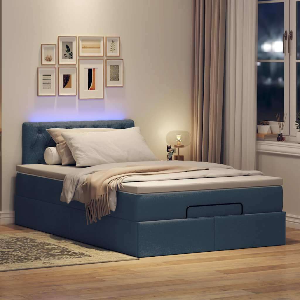 Otomanski krevet s madracem plavi 120x200 cm tkanine
