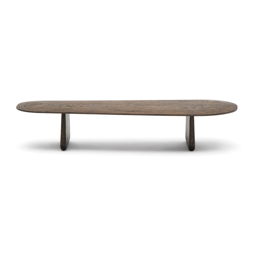 Tamno smeđi stolić za kavu od punog hrasta 64x146 cm Pirita – Kave Home
