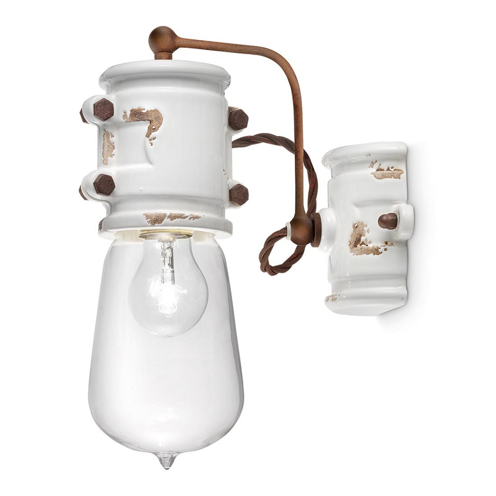 Bijela zidna lampa Nicolo u vintage stilu