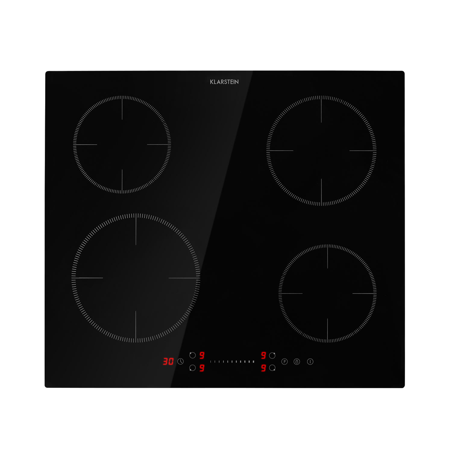 Klarstein Virtuosa EcoAdapt, indukcijska ploča za kuhanje, 4 zone, 7200 W, staklo, crna