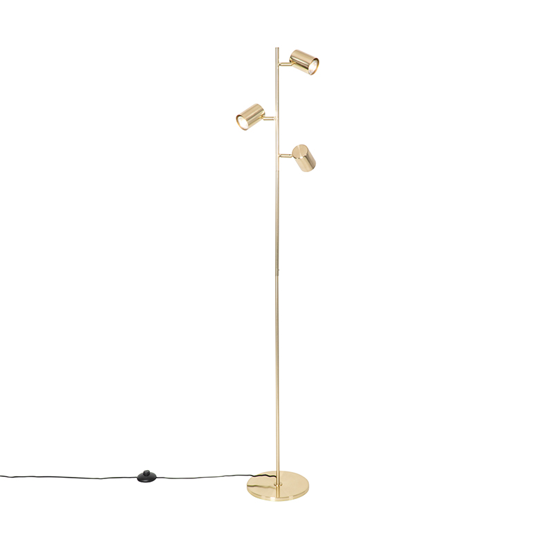 Moderna podna lampa mesingana 3-svjetla - Jeana