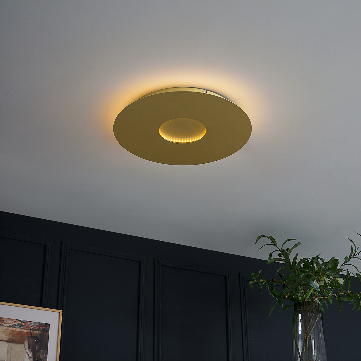 Moderna stropna svjetiljka zlatna 40 cm uklj. LED s mogućnošću prigušivanja u 3 koraka - Morning