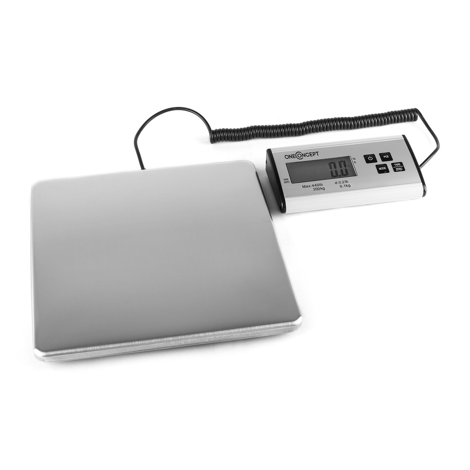 OneConcept Marketeer, digitalna vaga za pakete, 200 kg / 100 g, 27 x 27 cm