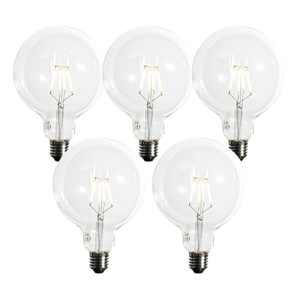 Set od 5 E27 Prigušiva LED spiralna žarulja s filamentom G125 5W 450lm 2200K