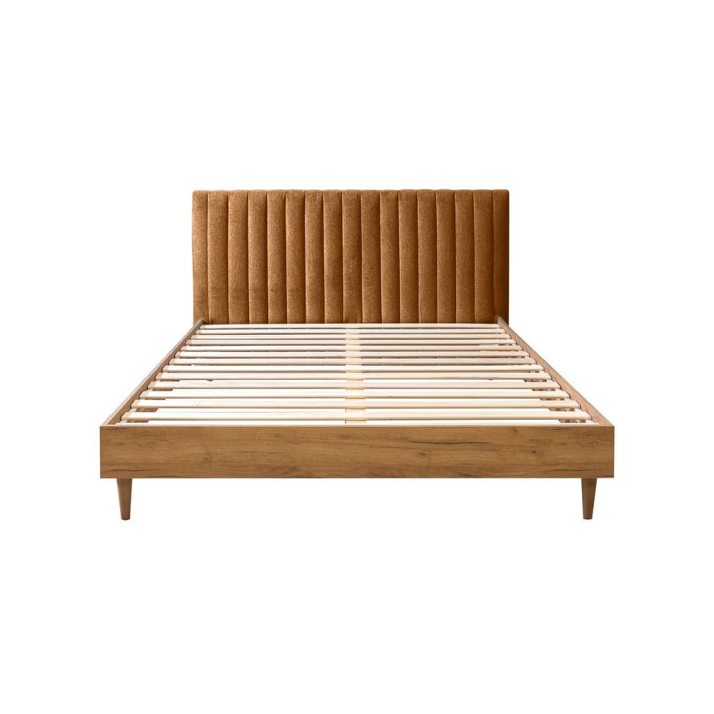Bračni krevet s podnicom 180x200 cm u bakrenoj boji/u prirodnoj boji Oceane – Bobochic Paris