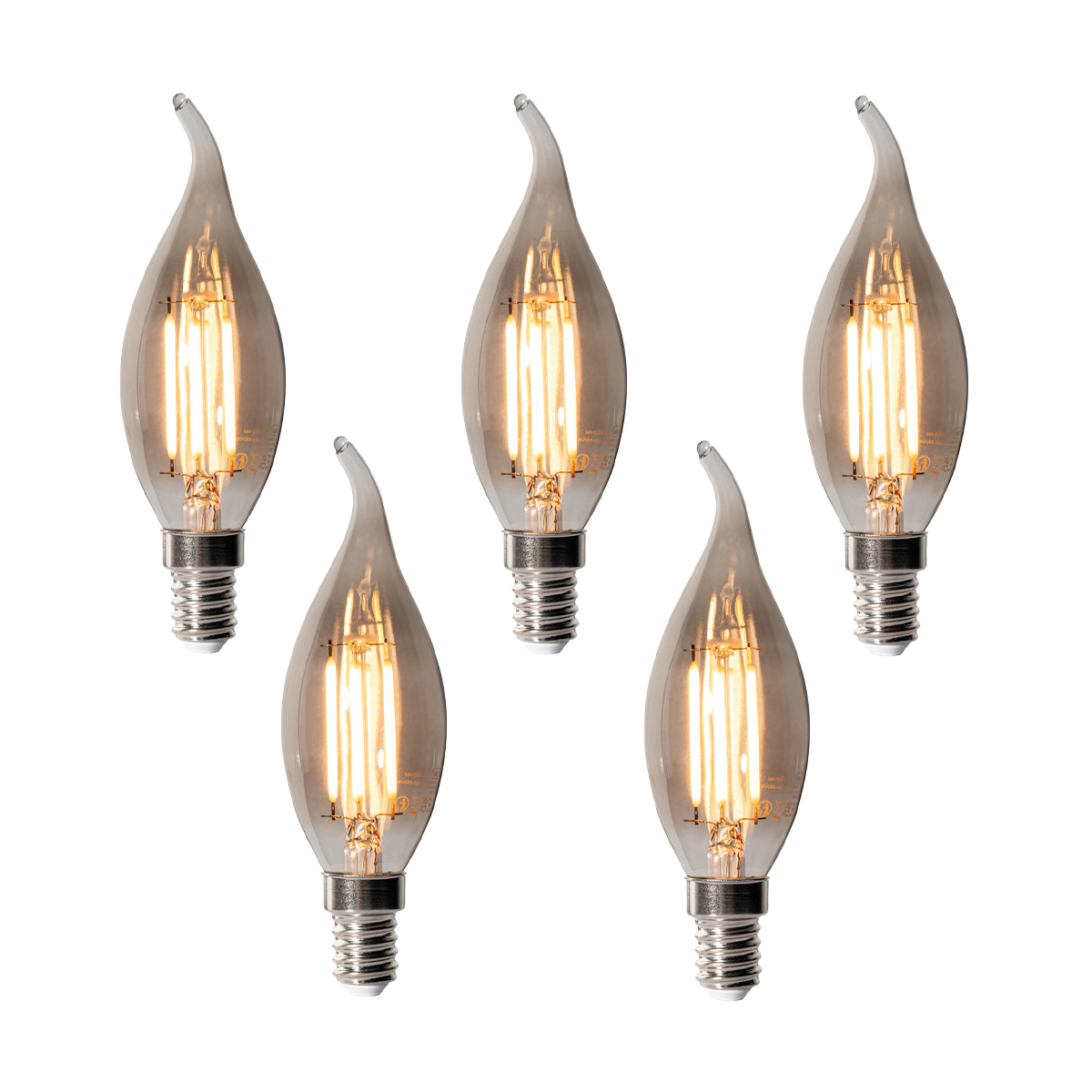 Set od 5 E14 prigušivih LED žarulja BXS35 Smoke 4W 300 lm 2200K