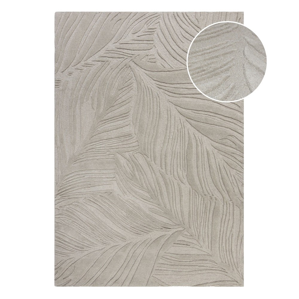Sivi vuneni tepih Flair Rugs Lino Leaf, 120 x 170 cm