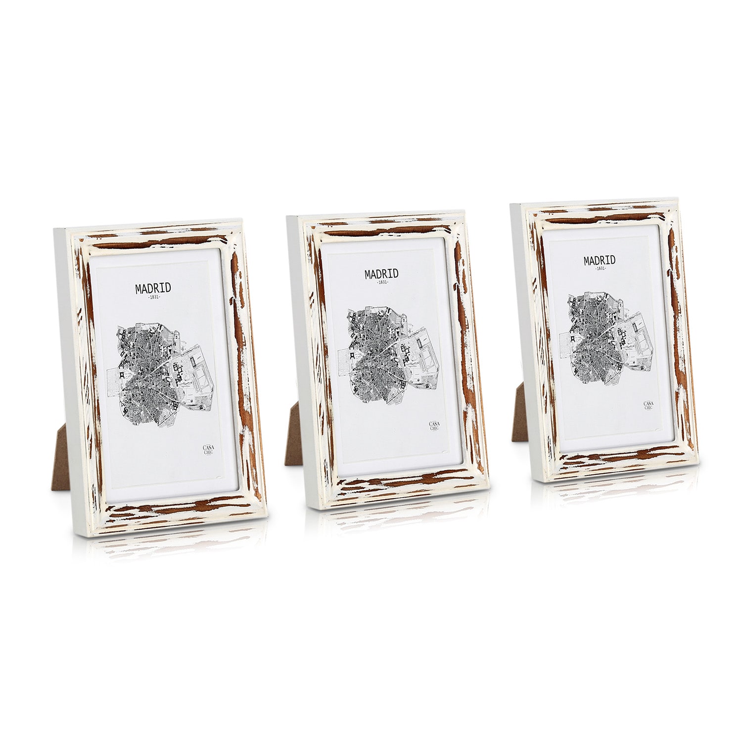 Casa Chic Lancaster, okviri za slike, pravokutni, set od 3 okvira, fotografije 17 x 12 cm, nosač, drvo