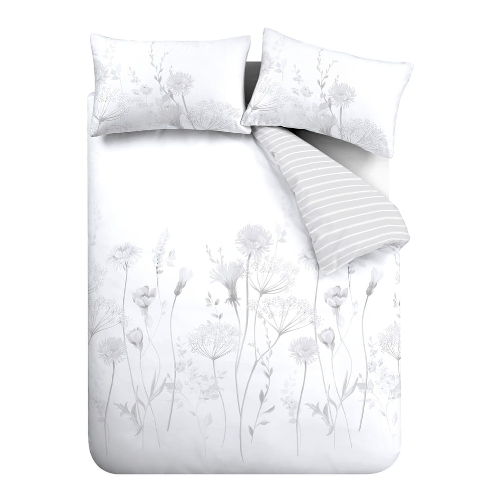 Bijela/siva posteljina za bračni krevet/za produženi krevet 230x220 cm Meadowsweet Floral – Catherine Lansfield