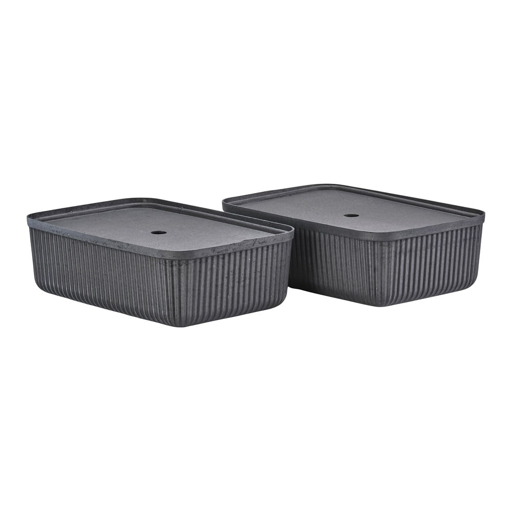 Crne kutije za pohranu u setu  2 kom s poklopcem 48x32x20,5 cm Pulp – Zone
