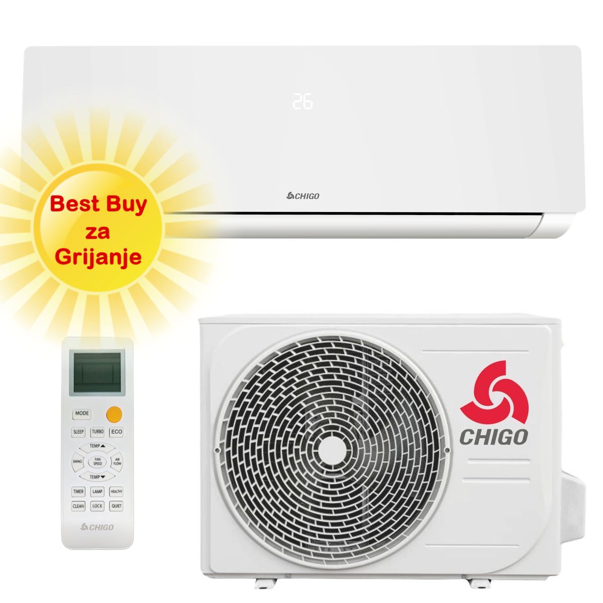Chigo Klima Uređaj 3,5Kw Cs-35V3G-1C211Am - S Grijačem U Vanjsk
