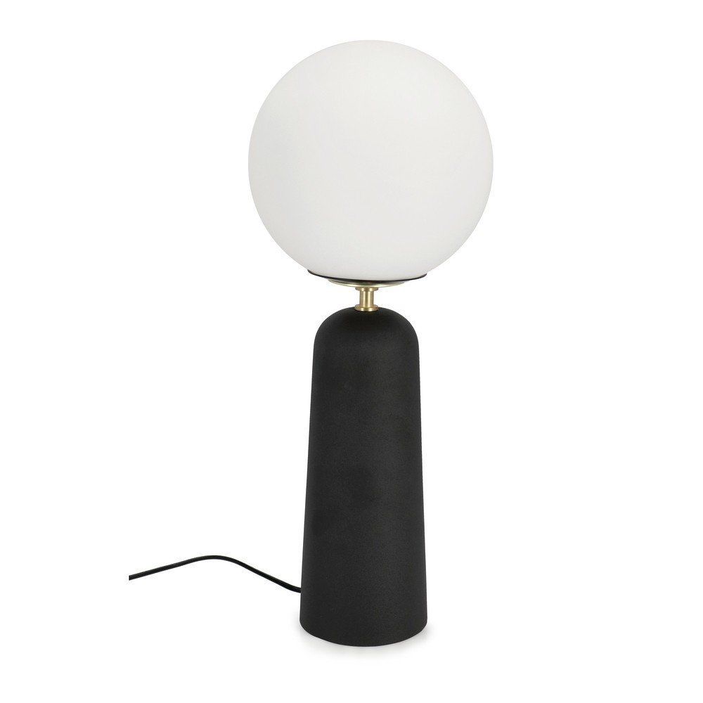 Crna metalna stolna lampa sa staklenim sjenilom (visina 51 cm) Delphine – Bizzotto