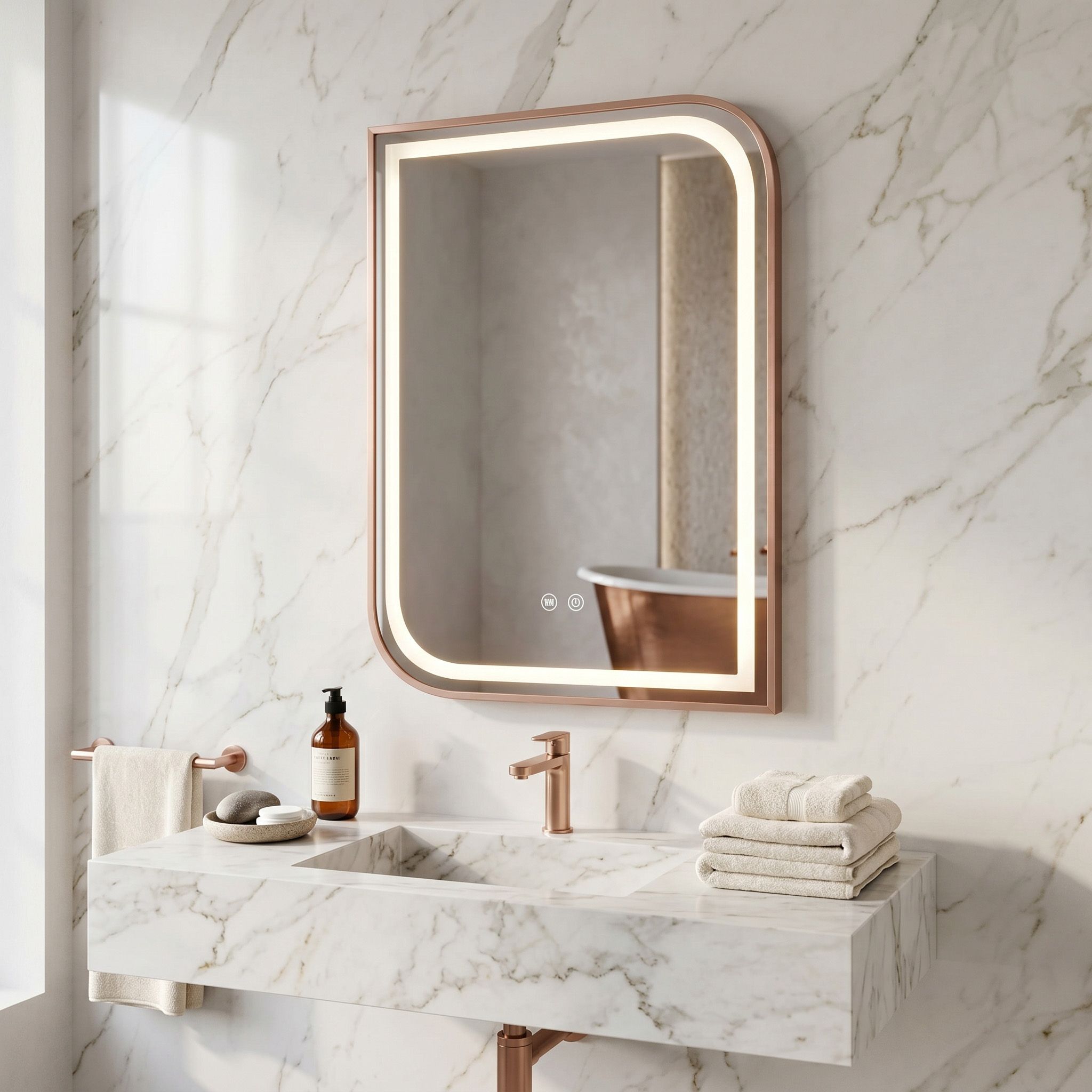 Ogledalo LED ZONE 80x60   BRUSH  ROSE GOLD