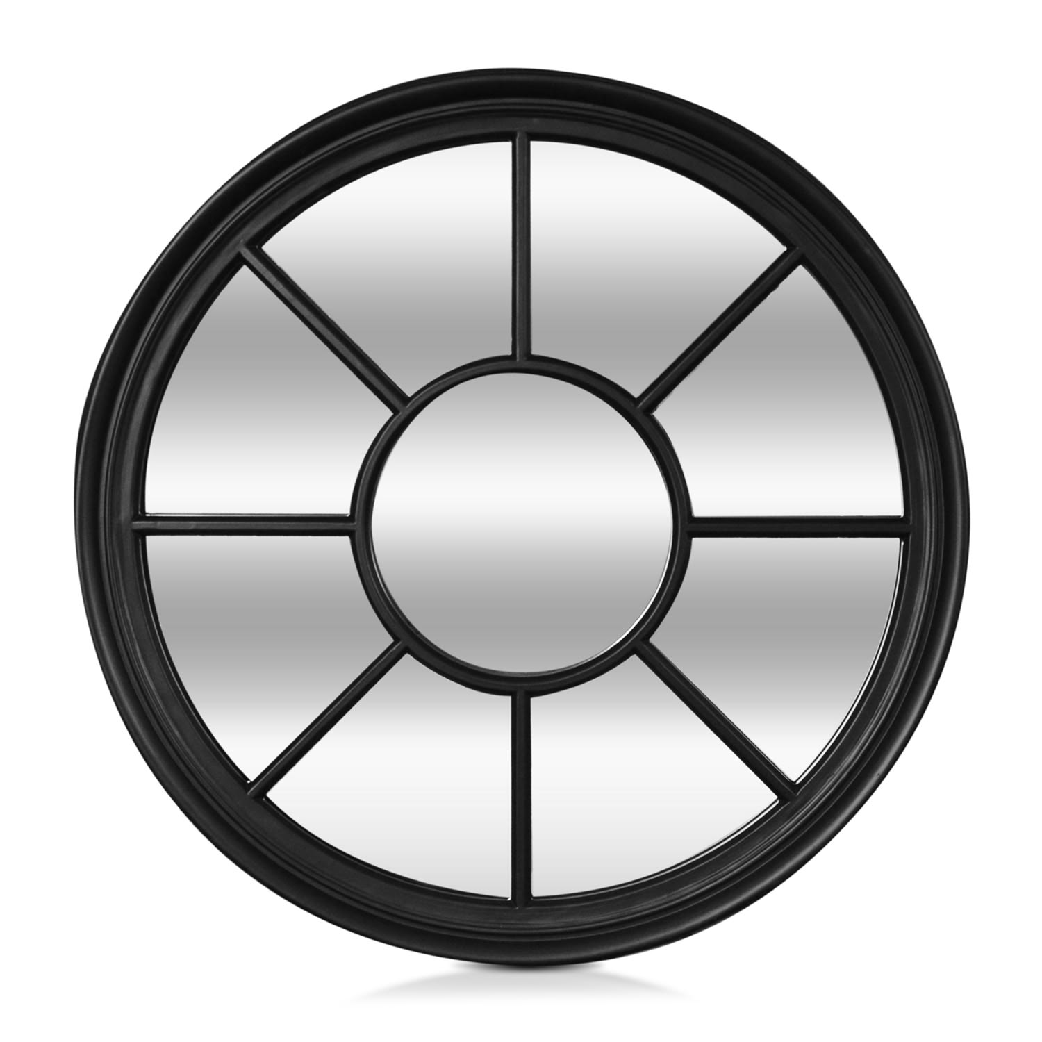 Casa Chic Leeds Zidno ogledalo s okruglim okvirom od pravog drveta Ø 90 cm